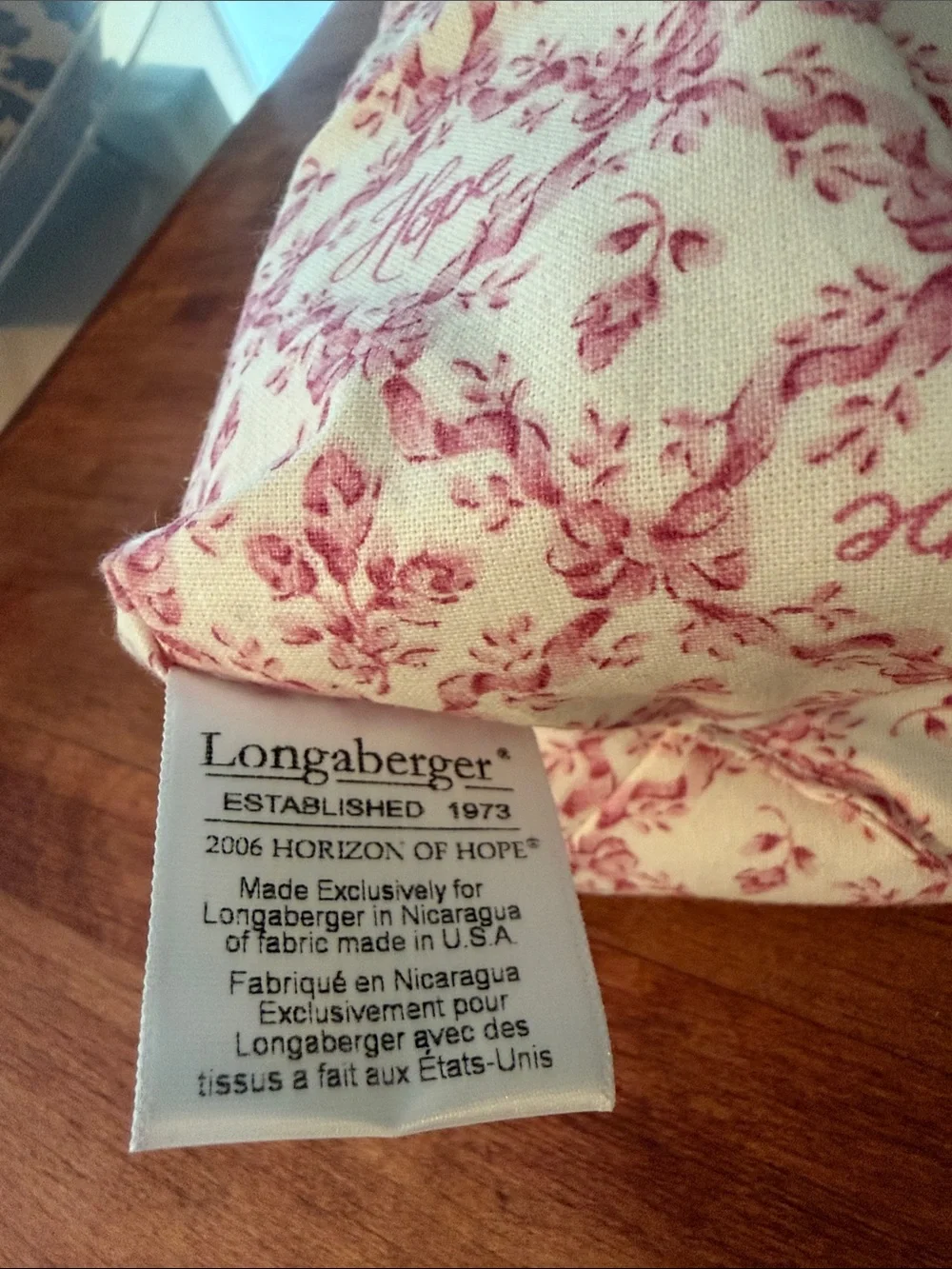 Longaberger Cream and Pink Handwoven Heart Basket